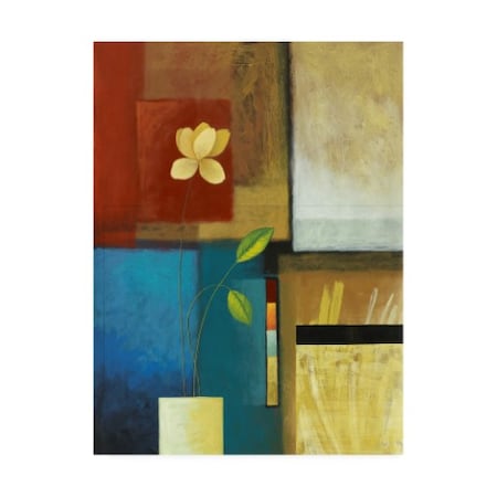 Pablo Esteban 'Flower And Red And Blue Squares' Canvas Art,35x47